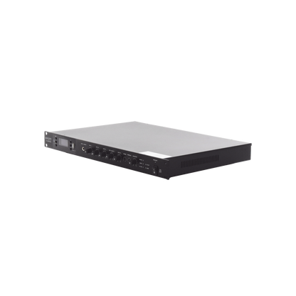 Amplificador de Audio | 1 canal | 350 W | Sistema 100V y Baja Impedancia | 4 Entradas de Micrófono Balanceadas | Bluetooth | USB | SD | FM | Montaje en Rack