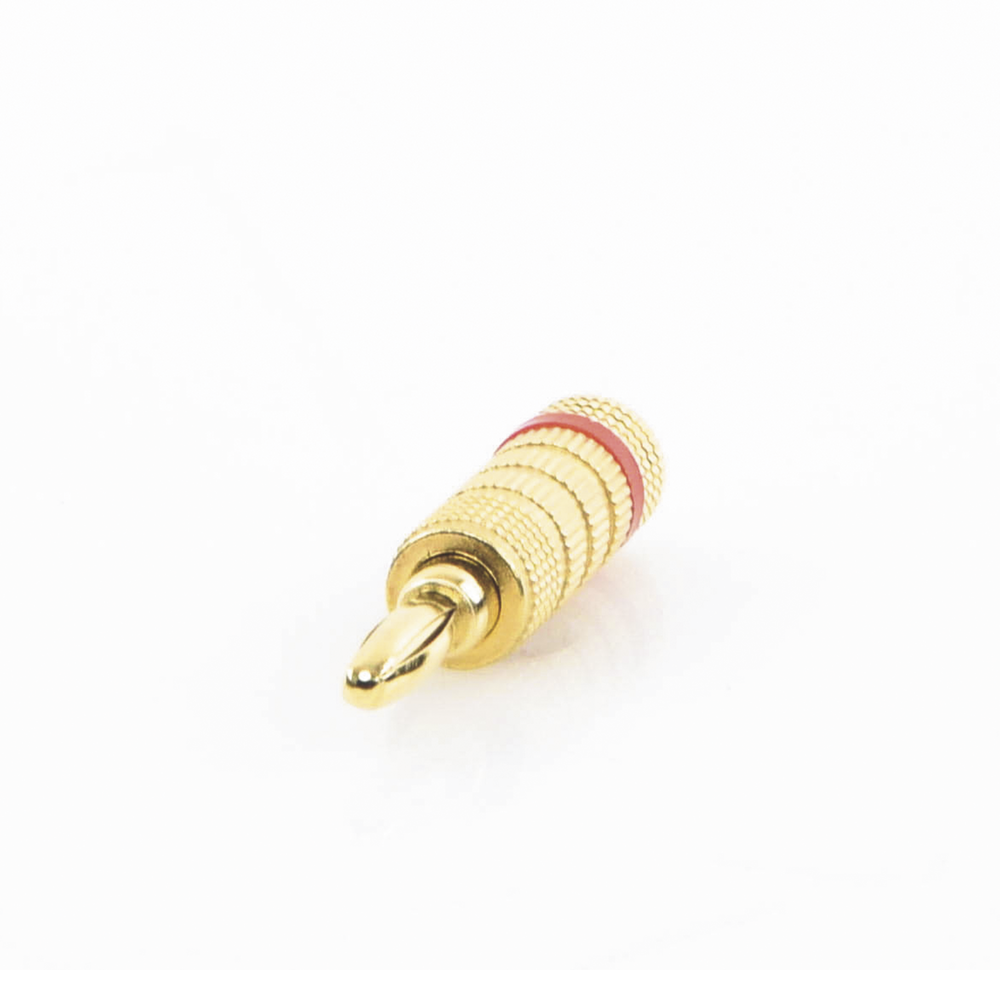 Conector Banana Tipo Tornillo para Bocinas | Instalaciones Profesionales de Audio | Chapado en Oro | Color Rojo (1 Pieza)