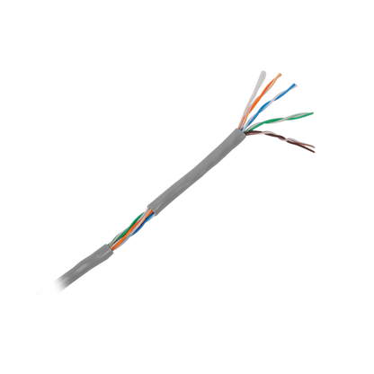 Bobina de Cable de 305 Metros (1000 Pies) Cat5e, Aleación de Cobre y Aluminio (CCA), Color Gris, Uso Interior
