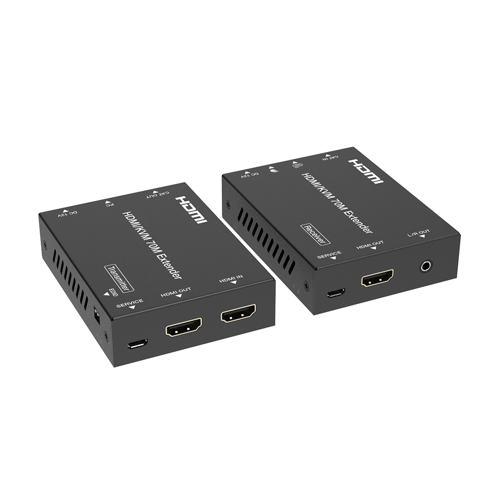 Kit Extensor HDMI con KVM | 70m | 4K2K@60Hz | 4:4:4 |  HDMI2.0b y HDCP 2.2 | Salida de Audio 3.5mm | Admite PoC | Admite USB 1.1