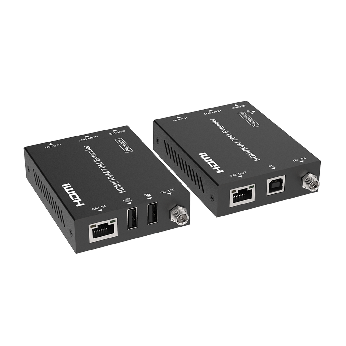 Kit Extensor HDMI con KVM | 70m | 4K2K@60Hz | 4:4:4 |  HDMI2.0b y HDCP 2.2 | Salida de Audio 3.5mm | Admite PoC | Admite USB 1.1