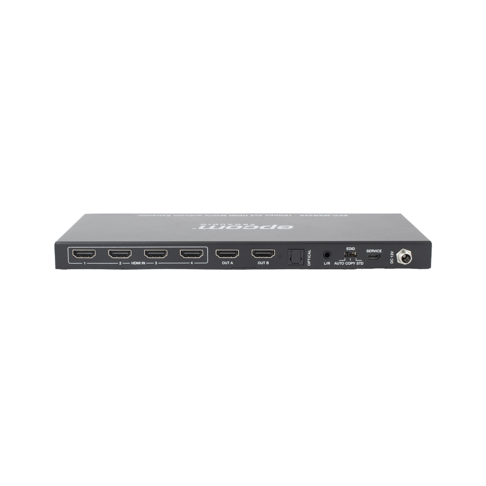 Matricial HDMI | 4x2 | 4K2K@60Hz | HDR | YCbCr 4:4:4 | EDID Auto | Extractor de Audio | Salida de audio análoga y digitalizados | HDCP 2.2 | 18 Gbps