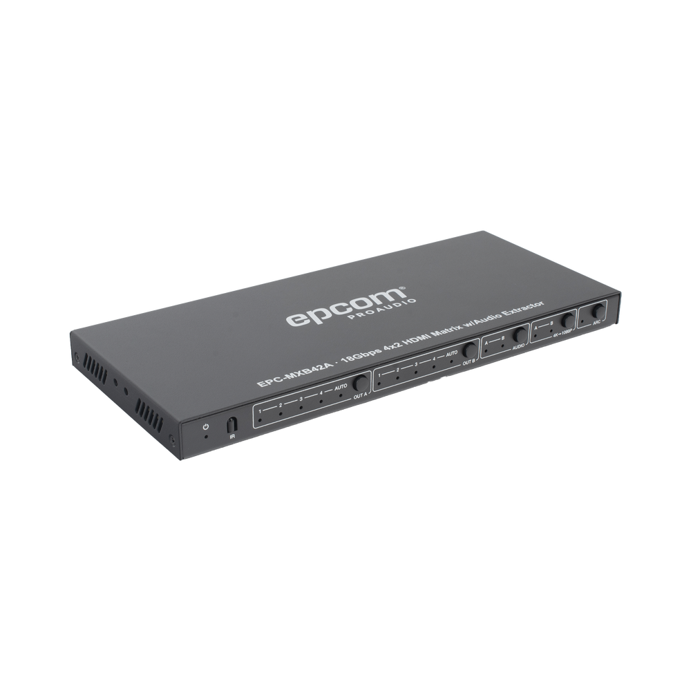 Matricial HDMI | 4x2 | 4K2K@60Hz | HDR | YCbCr 4:4:4 | EDID Auto | Extractor de Audio | Salida de audio análoga y digitalizados | HDCP 2.2 | 18 Gbps