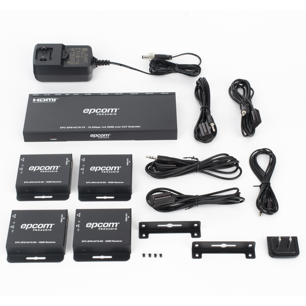 Splitter HDMI 1x4 | Extensor HDMI | 4K@30Hz 40m | 1080p@60Hz 70m | Función PoC |  4:4:4
