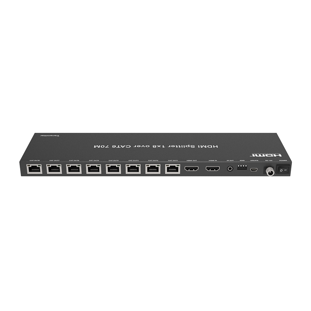 Splitter HDMI 1x8 | Extensor HDMI | 4K@30Hz 40m | 1080p@60Hz 70m | Función PoC |  4:4:4