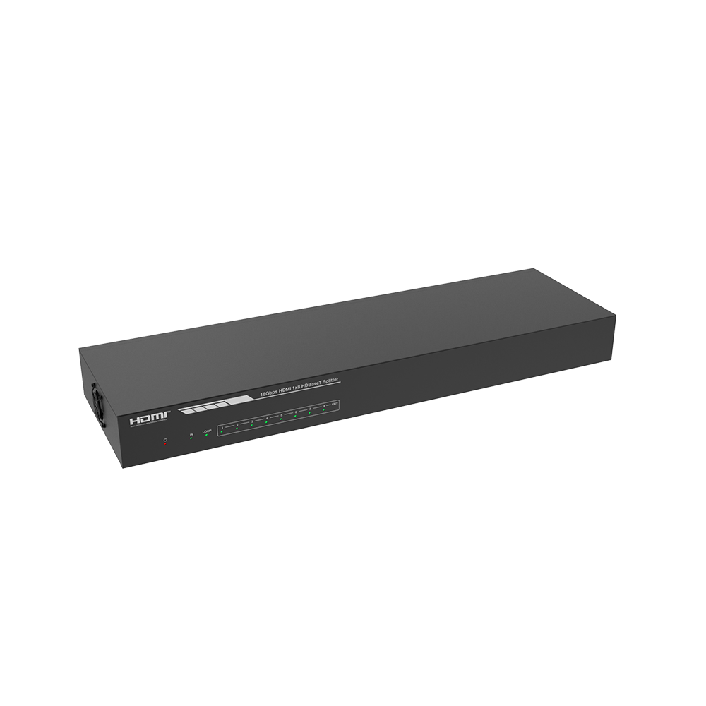 Splitter mas Extensor de Video | 1x8 | ProAV | HDBaseT™ | 120m en 4K@60Hz | 150m en 1080p@60Hz | Cat6/6a/7 | Gestión Avanzada EDID | Control IR y RS232 | PoC | Salida de Audio