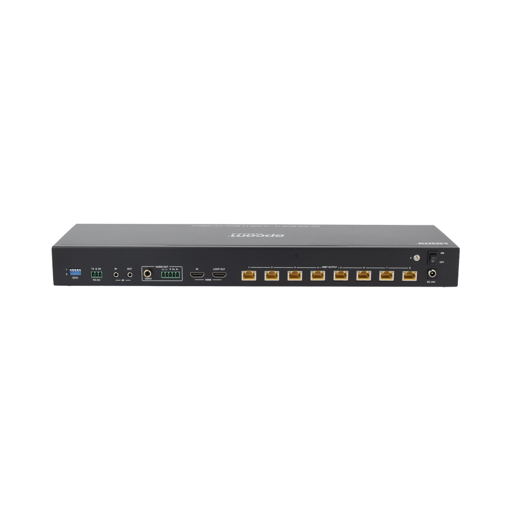 Splitter mas Extensor de Video | 1x8 | ProAV | HDBaseT™ | 120m en 4K@60Hz | 150m en 1080p@60Hz | Cat6/6a/7 | Gestión Avanzada EDID | Control IR y RS232 | PoC | Salida de Audio