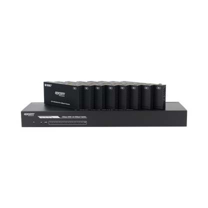Splitter mas Extensor de Video | 1x8 | ProAV | HDBaseT™ | 120m en 4K@60Hz | 150m en 1080p@60Hz | Cat6/6a/7 | Gestión Avanzada EDID | Control IR y RS232 | PoC | Salida de Audio