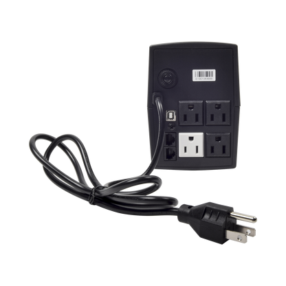 UPS de 600VA/360W / Topología Línea Interactiva / Entrada y Salida 120 Vca / Clavija NEMA 5-15P / 4 Tomas NEMA 5-15R/ Sin Protector RJ11 ni RJ45