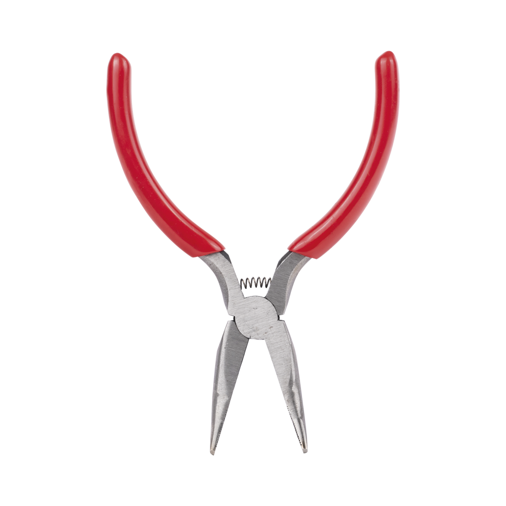 Pinza punta Curveada de 5” con Mango Forrado Plástico.