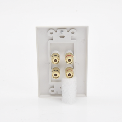 Placa de Pared | Postes de Unión Tipo Banana | Conexión para 2 Altavoces | Fácil Instalación | Conectores Chapados en Oro