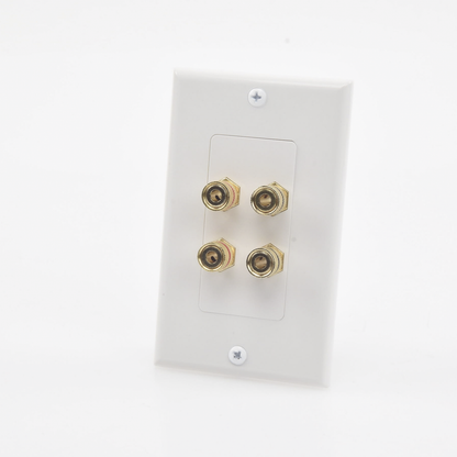Placa de Pared | Postes de Unión Tipo Banana | Conexión para 2 Altavoces | Fácil Instalación | Conectores Chapados en Oro