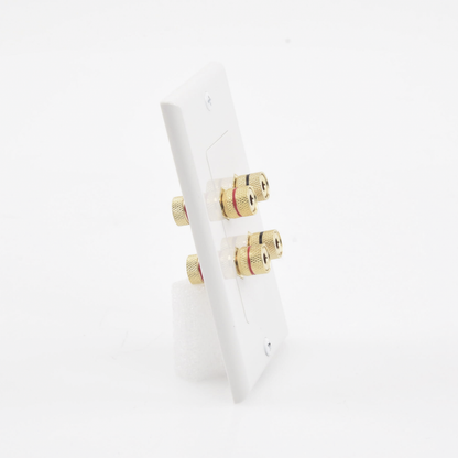 Placa de Pared | Postes de Unión Tipo Banana | Conexión para 2 Altavoces | Fácil Instalación | Conectores Chapados en Oro