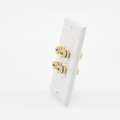 Placa de Pared | Postes de Unión Tipo Banana | Conexión para 2 Altavoces | Fácil Instalación | Conectores Chapados en Oro