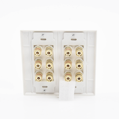 Placa de Pared | Postes de Unión Tipo Banana | Conexión para 6 Altavoces | Fácil Instalación | Conectores Chapados en Oro