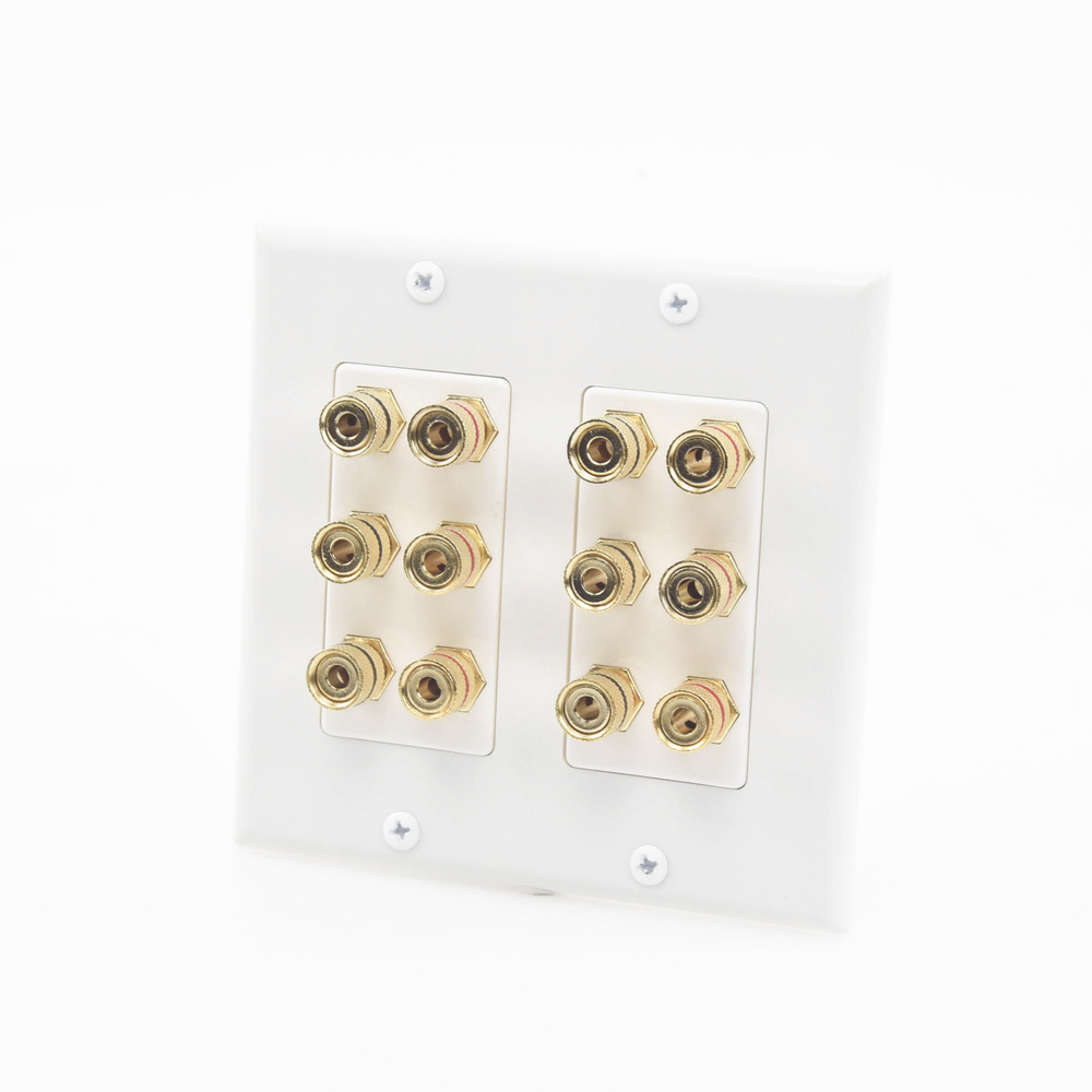 Placa de Pared | Postes de Unión Tipo Banana | Conexión para 6 Altavoces | Fácil Instalación | Conectores Chapados en Oro