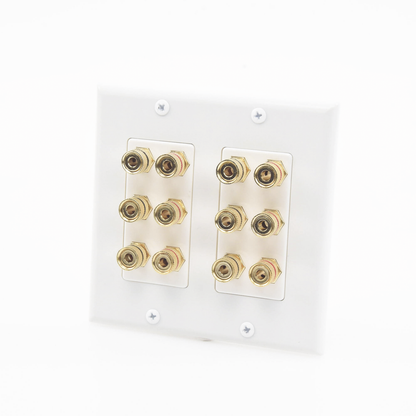 Placa de Pared | Postes de Unión Tipo Banana | Conexión para 6 Altavoces | Fácil Instalación | Conectores Chapados en Oro