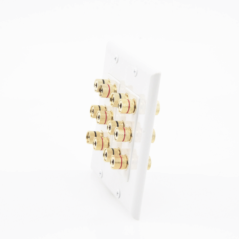 Placa de Pared | Postes de Unión Tipo Banana | Conexión para 6 Altavoces | Fácil Instalación | Conectores Chapados en Oro