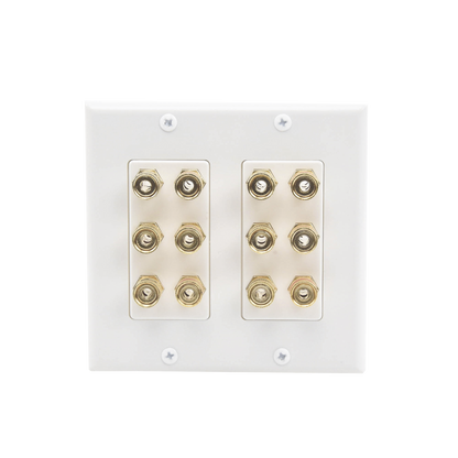 Placa de Pared | Postes de Unión Tipo Banana | Conexión para 6 Altavoces | Fácil Instalación | Conectores Chapados en Oro