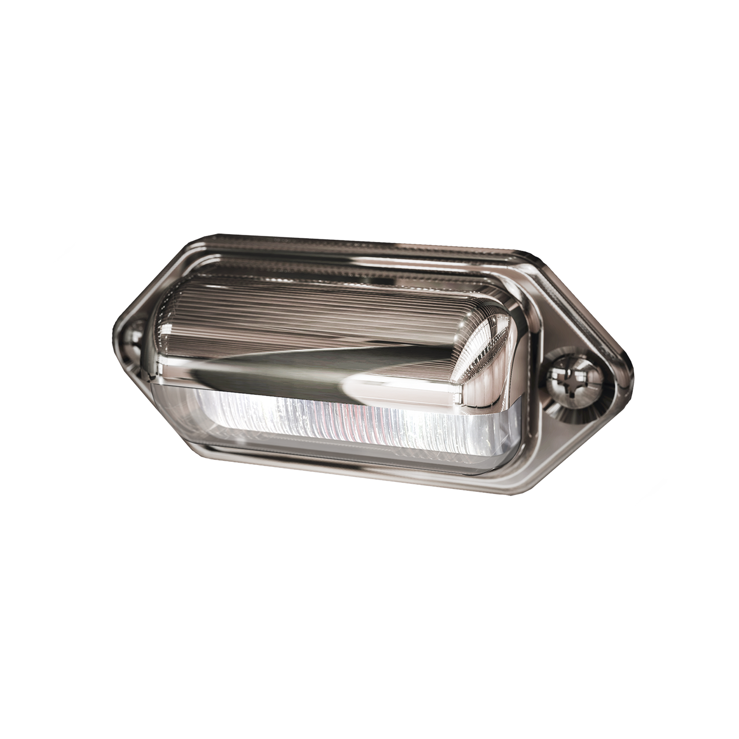Luz blanca de cortesia para matricula vehicular con bisel cromado