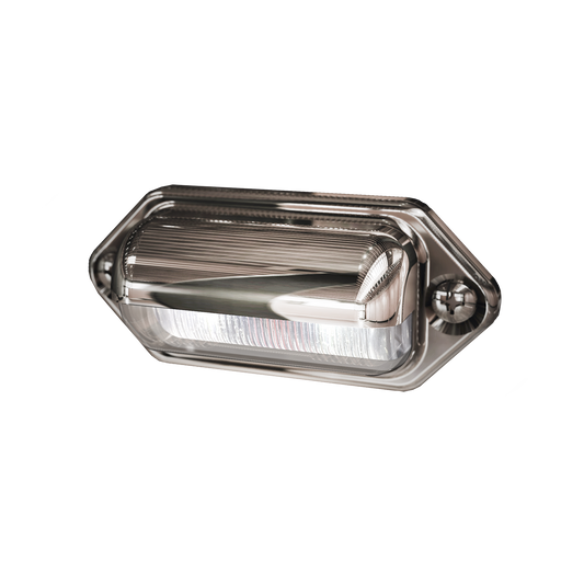Luz blanca de cortesia para matricula vehicular con bisel cromado