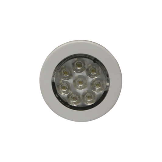 Mini luz de cortesía de 8 LEDs circular con bisel blanco 2.8"