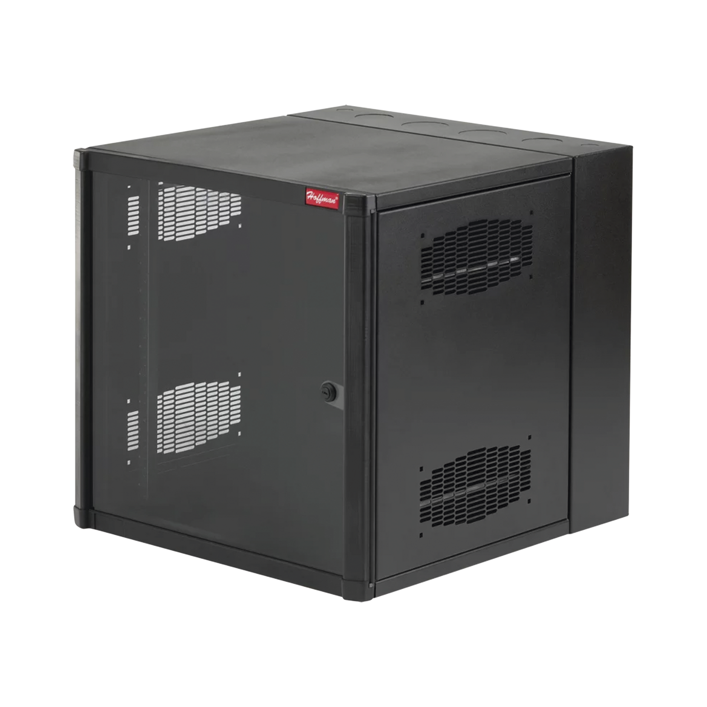 Gabinete AccessPlus de 12 UR Montaje en Pared de 19in, Rieles Numerados y Roscados #10-32, Puerta con Ventana de Seguridad, 600 mm de Ancho, 637 mm de Profundidad, Color Negro