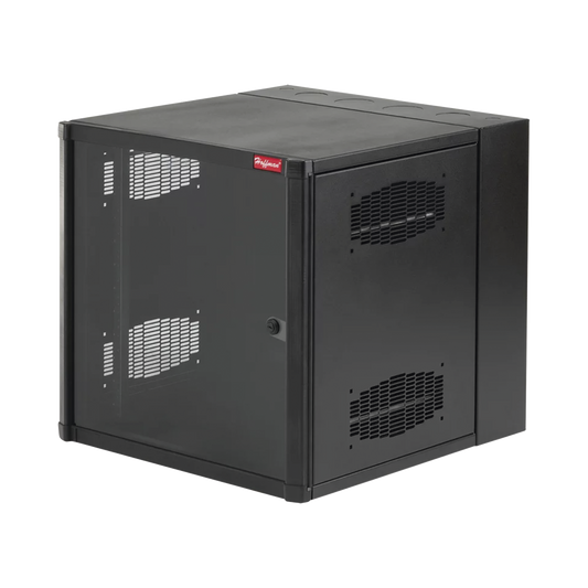 Gabinete AccessPlus de 19 UR Montaje en Pared de 19in, Rieles Numerados y Roscados #10-32, Puerta con Ventana de Seguridad, 600 mm de Ancho, 637 mm de Profundidad, Color Negro