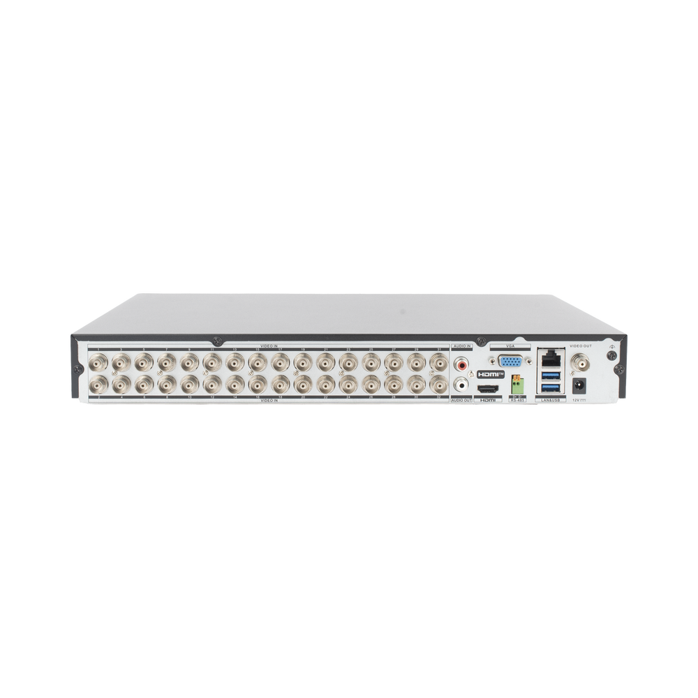 DVR 32 Canales TurboHD + 8 Canales IP / 5 Megapixel Lite - 3K Lite / Acusense (Evita Falsas Alarmas) / Audio Bidireccional / 2 Bahías de Disco Duro / H.265+ / Salida de Video en Full HD