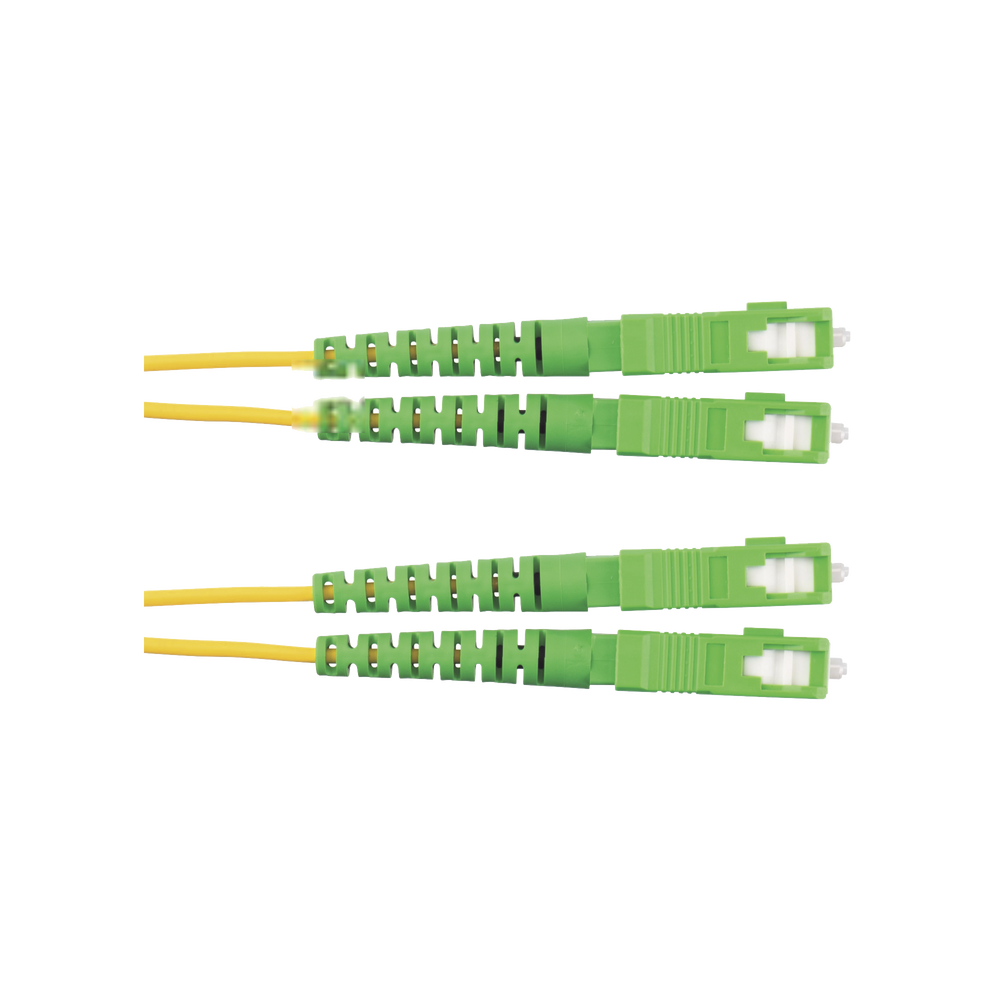 Jumper de Fibra Optica Monomodo 9/125 OS2, SC/APC-SC/APC Duplex, OFNR (Riser), Color Amarillo, 2 Metros (6.56 Pies)
