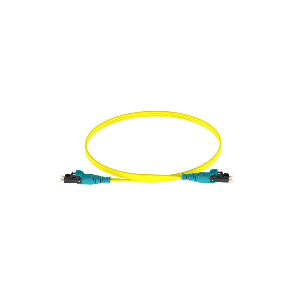 Jumper de Fibra Optica Monomodo 9/125 OS2, LC-LC Duplex Push Pull, OFNR (Riser), Color Amarillo, 3 Metros (9.84 Pies)