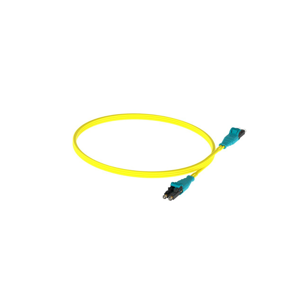 Jumper de Fibra Optica Monomodo 9/125 OS2, LC-LC Duplex Push Pull, OFNR (Riser), Color Amarillo, 3 Metros (9.84 Pies)