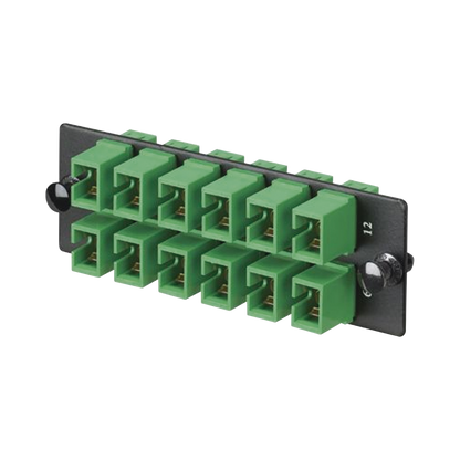 Placa Acopladora de Fibra Optica FAP, Con 12 Conectores SC/APC (12 Fibras), Para Fibra Monomodo OS1/OS2, Color Verde