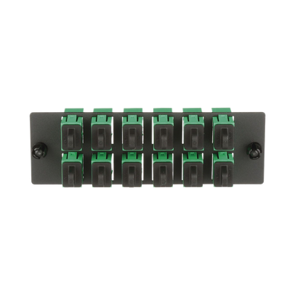 Placa Acopladora de Fibra Optica FAP, Con 12 Conectores SC/APC (12 Fibras), Para Fibra Monomodo OS1/OS2, Color Verde