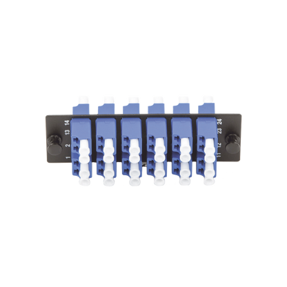 Placa Acopladora de Fibra Optica FAP, Con 12 Conectores LC Duplex (24 Fibras), Para Fibra Monomodo OS1/OS2, Color Azul