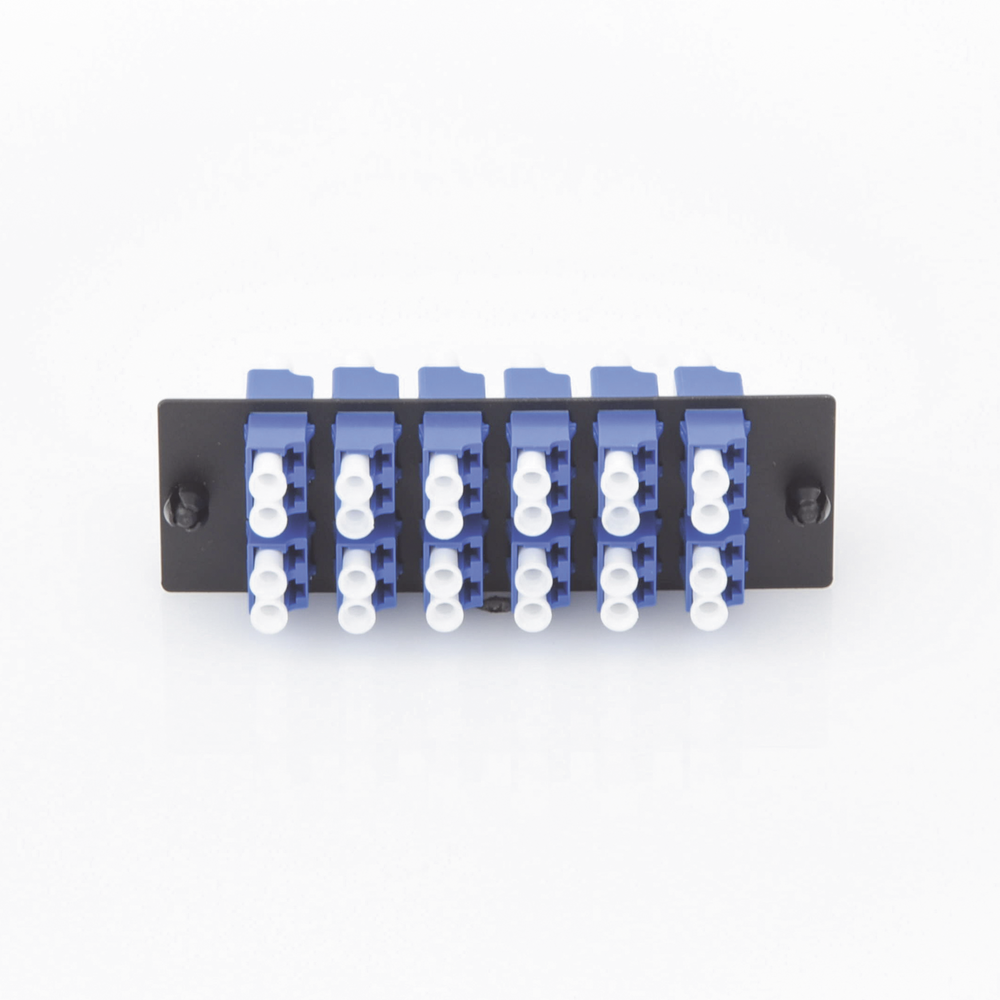 Placa Acopladora de Fibra Optica FAP, Con 12 Conectores LC Duplex (24 Fibras), Para Fibra Monomodo OS1/OS2, Color Azul