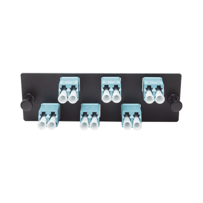 Placa Acopladora de Fibra Optica FAP, Con 6 Conectores LC Duplex (12 Fibras), Para Fibra Multimodo OM3/OM4, Color Aqua