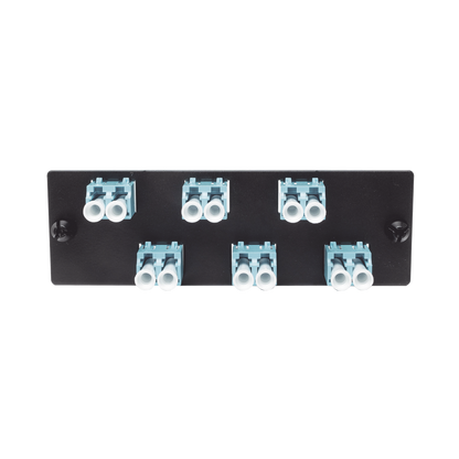 Placa Acopladora de Fibra Optica FAP, Con 6 Conectores LC Duplex (12 Fibras), Para Fibra Multimodo OM3/OM4, Color Aqua