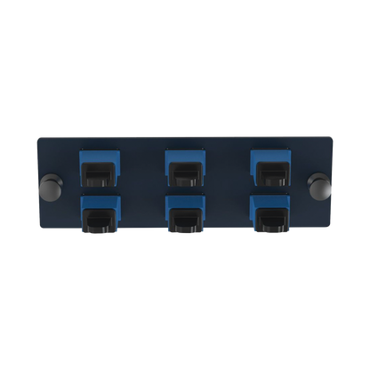 Placa Acopladora de Fibra Óptica FAP, Con 6 Conectores SC Simplex (6 Fibras), Para Fibra Monomodo OS1/OS2, Color Azul
