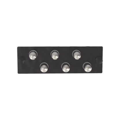 Placa Acopladora de Fibra Óptica FAP, Con 6 Conectores ST Simplex (6 Fibras), Para Fibra Monomodo OS1/OS2, Color Negro