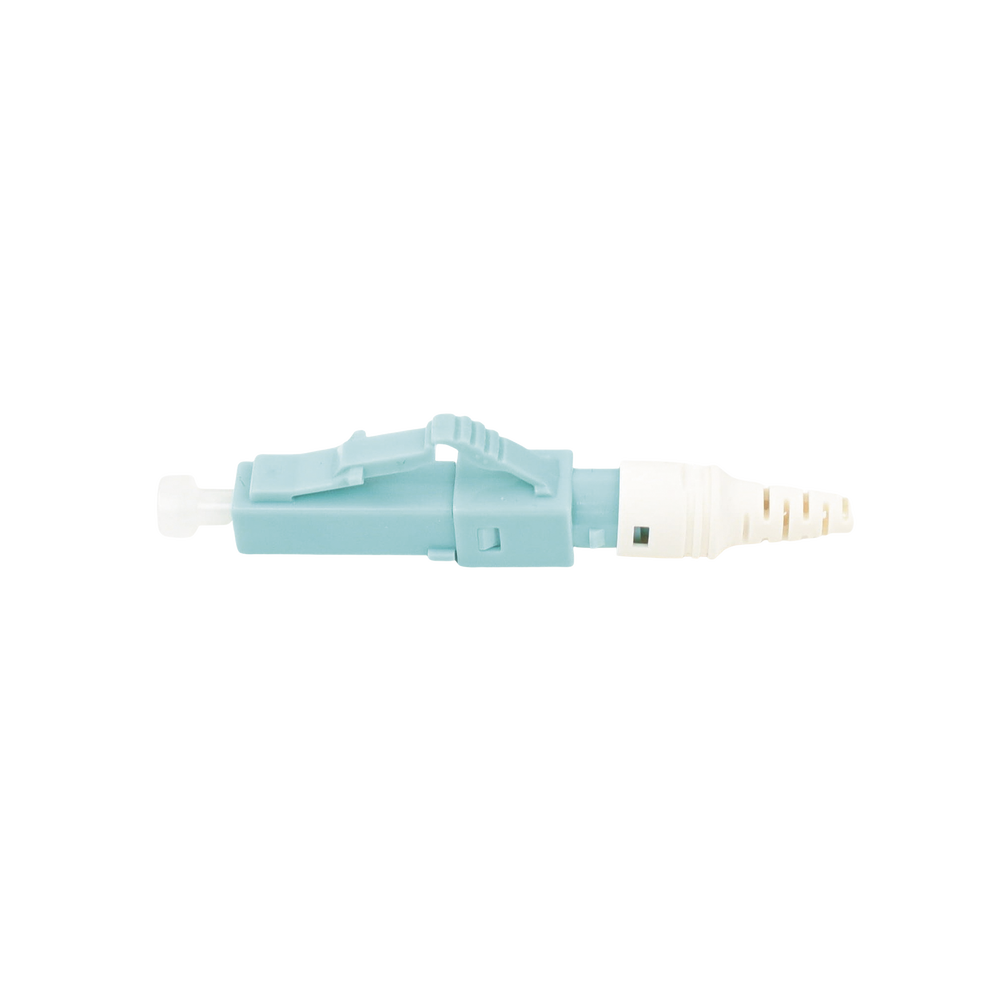 Conector de Fibra Óptica Pre-Pulido LightBow LC Simplex, Multimodo 50/125 (OM3/OM4), Re-Terminable, Color Aqua