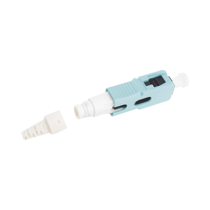 Conector de Fibra Óptica Pre-Pulido LightBow SC Simplex, Multimodo 50/125 (OM3/OM4), Re-Terminable, Color Aqua