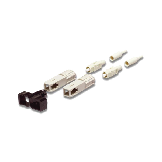 Conector de Fibra Óptica SC Duplex, Epoxico, Fibra Recubierta, Multimodo, Botas Color Negro y Beige (No pre-pulido)