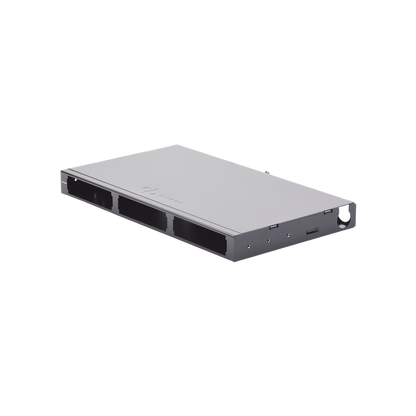Panel de Conexión de Fibra para Rack de 19in, Bandeja Fija, Acepta 3 Placas Quick Pack, Hasta 72 Fibras, 1 UR
