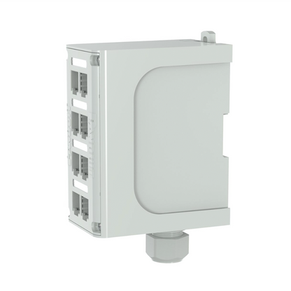 Panel de Parcheo Modular para Fibra Óptica, de Instalación en Riel DIN Estándar de 35mm, 8 Puertos Mini-Com, Color Gris