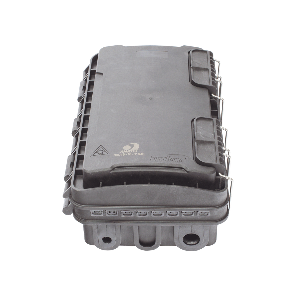 Caja de Distribución de Fibra Óptica para 24 Empalmes, con 8 acopladores SC/APC simplex, Exterior IP65, Color Negro