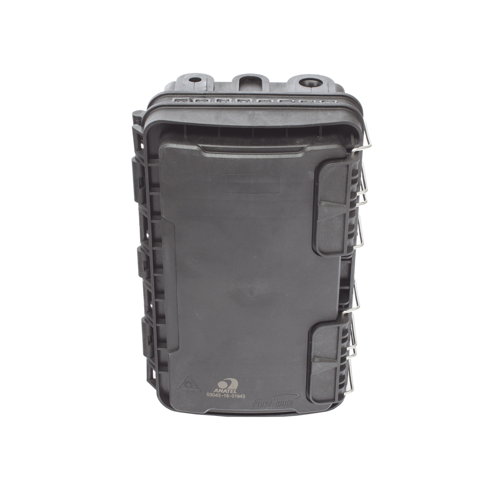 Caja de Distribución de Fibra Óptica para 24 Empalmes, con 8 acopladores SC/APC simplex, Exterior IP65, Color Negro