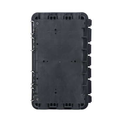 Caja de Distribución de Fibra Óptica, Hasta 96 Empalmes, Exterior IP65, Color Negro