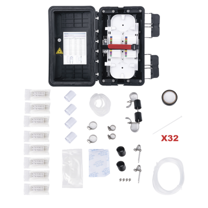 Caja de Distribución de Fibra Óptica, Hasta 96 Empalmes, Exterior IP65, Color Negro