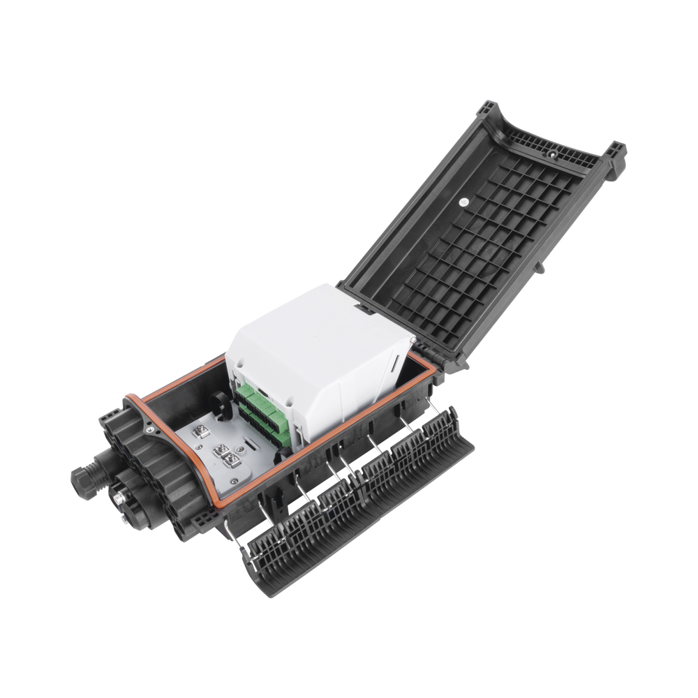 Caja de Distribución de Fibra Óptica para 48 Empalmes con 16 Acopladores SC/APC, Enterrado Directo, IP68
